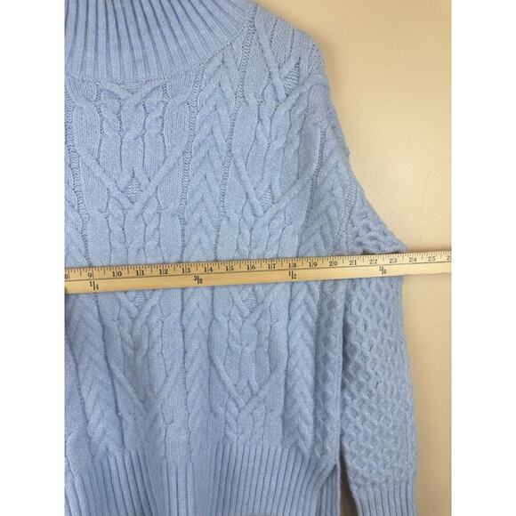 Nordstrom Cable Knit Mock Neck Light Blue Sweater Womens Size XS - Picture 12 of 15